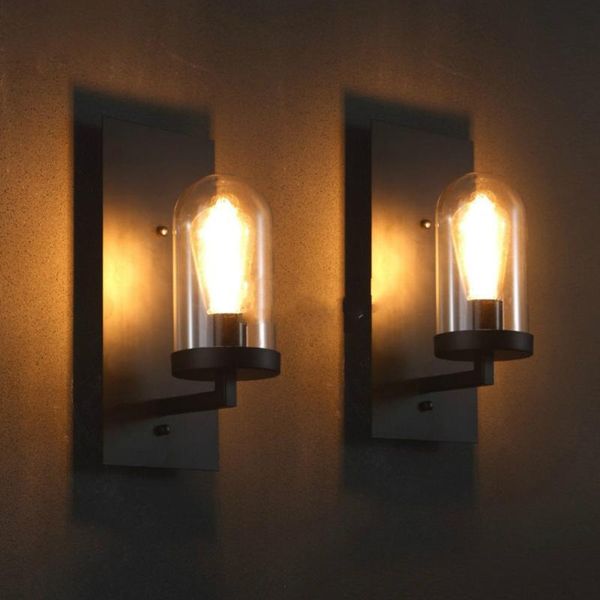 

nordic loft industrial living room glass shape l corridors aisle wall light retro pub cafe wall lamp hallway light lighting