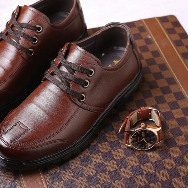 

dress shoes acebuy2 leather men's 2021 spring casual trend business, Black