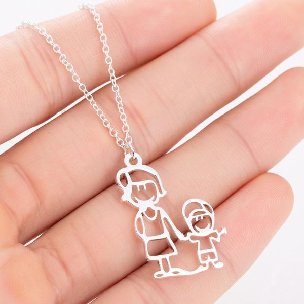 

chains child mom stainless steel necklace women gold silver color statement necklaces mother's day gift jewelry kettingen voor vrouwen