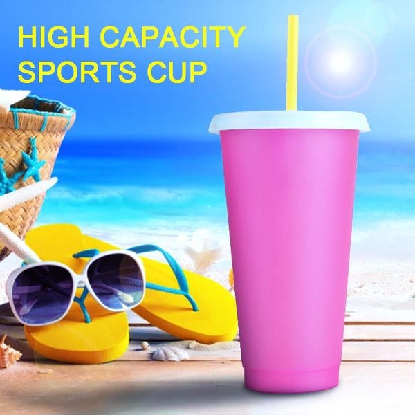 

water bottle 700ml reusable plastic temperature color changing cold cup summer drink mug outdoor portable large capacity