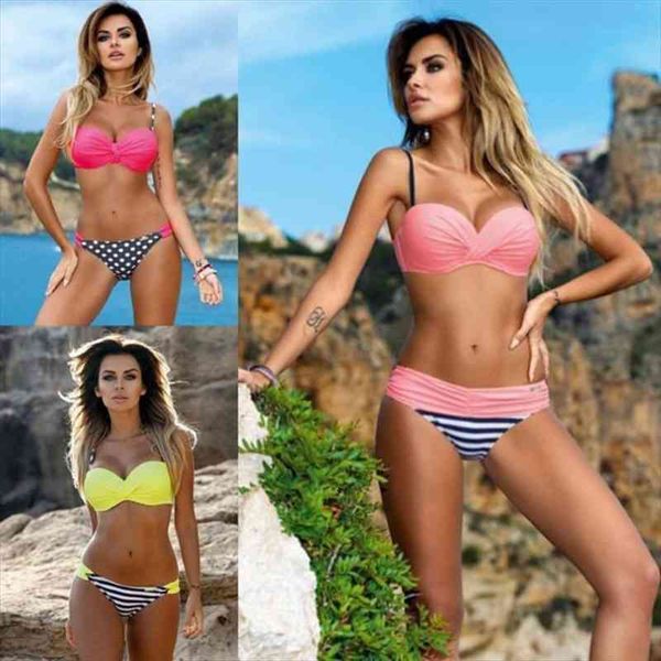 

sole womens triangle split swimsuit cute candy-colored swimsuit fashion bikini, White;black