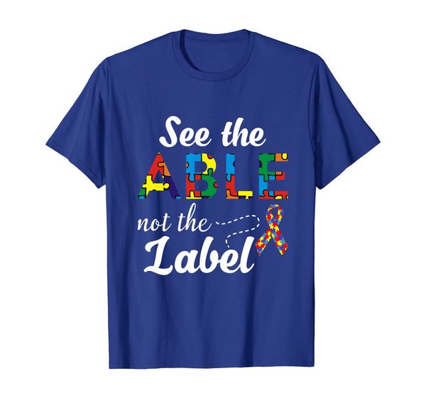 

'see the able not the label' cute autism awareness shirts, White;black