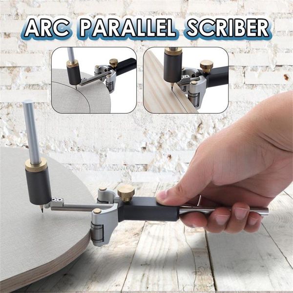 

professional hand tool sets handheld woodworking linear arc dual-purpose scriber ruler parallel line drawing measuring gauge diy wood scribe