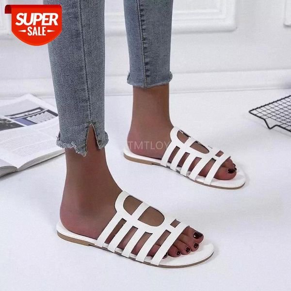 

handmade lazy slippers women summer outdoor flat bottom fashion 2021 new leather sandals ins zapatillas mujer casa #ly6b, Black