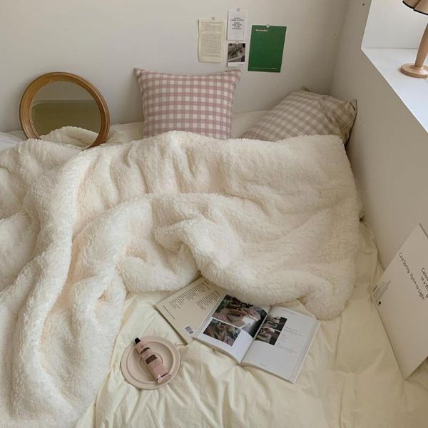 

blankets lamb thick blanket winter double nordic office student fleece fluffy cozy autumn couverture home textile df50tz