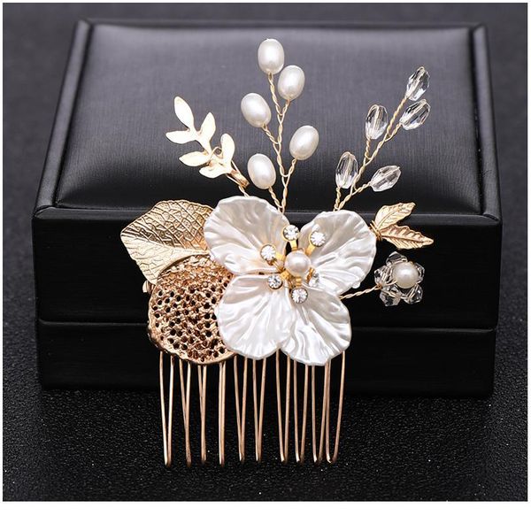 

bride flower hair comb wedding hair ornaments pearl small hair combs gold hairpins jewelry tiara women combs for qylzct