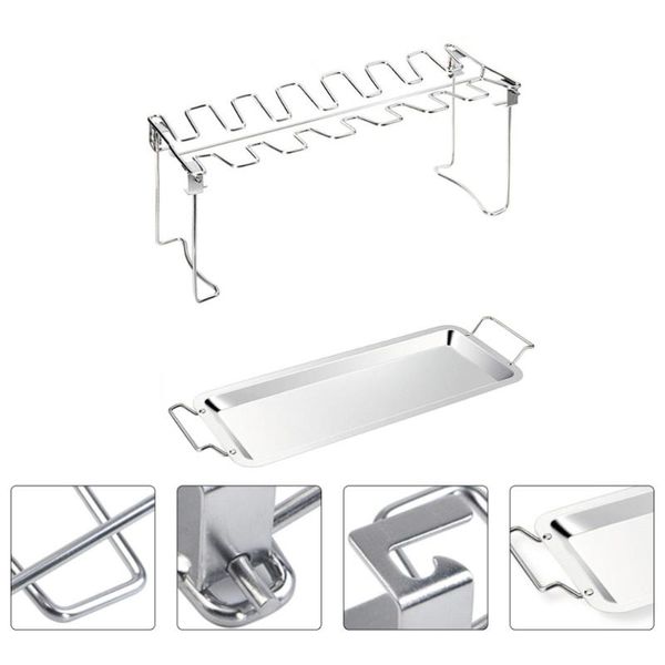 

tools & accessories chicken leg wing rack stainless steel metal roaster stand with drip tray