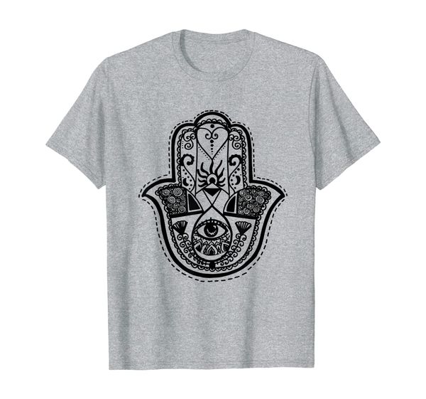 

spiritual hamsa hand yoga tshirt, White;black