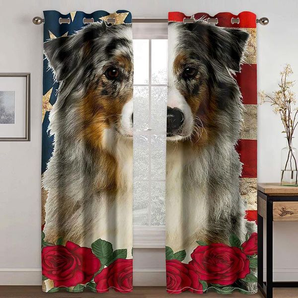 

curtain & drapes 3d cute puppy animal modern minimalist pattern blackout set, suitable for home curtains in the living room and bedroom