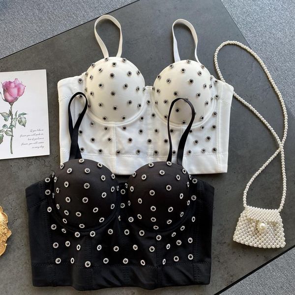 

european summer new interior design sense heavy beaded small camisoles women tube fashion streetwear 2021, White