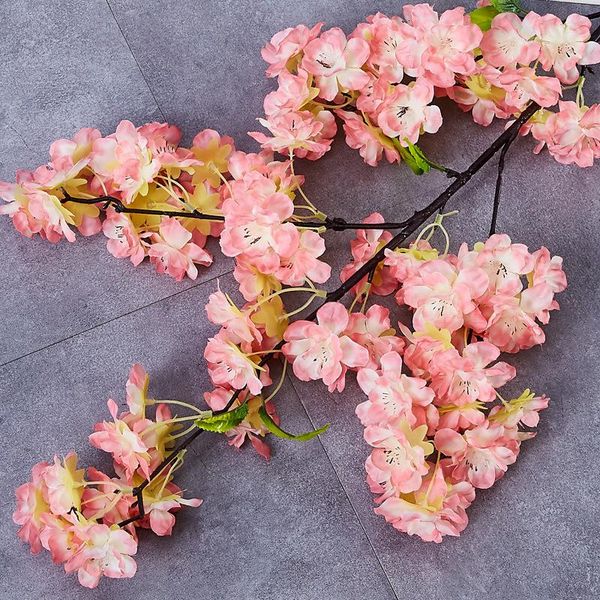 

artificial cherry blossom 4 fork with green leaf pear blossom encryption wedding decoration cherry silk flower artificia