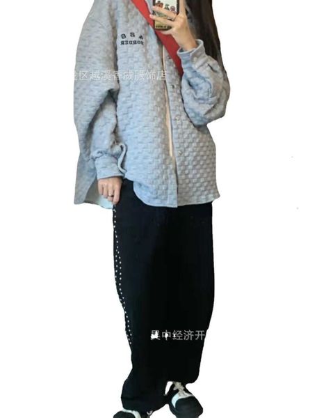 

2021ss autumn product f426 national fashion gray men's and women's waffle shirt coat, Black