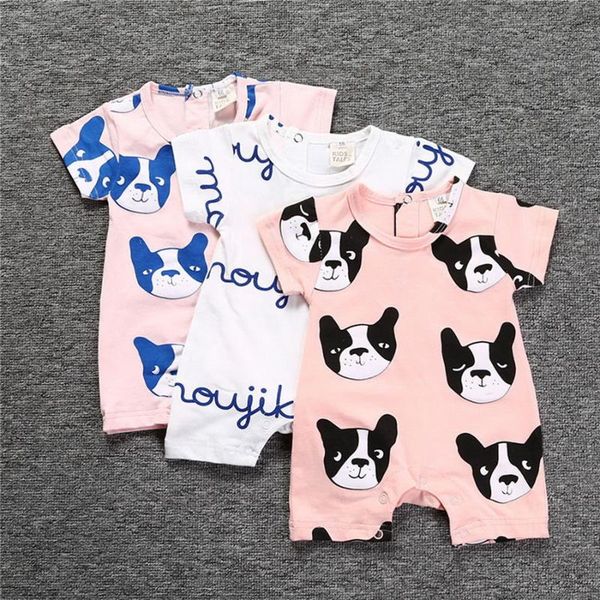 

jumpsuits dhl 20pcs born baby romper infant toddler short sleeve clothing face dog girl boys jumpsuit, Blue
