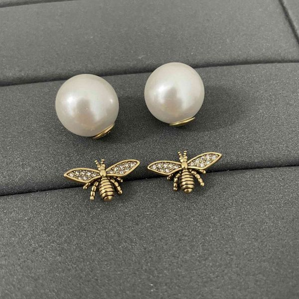 

design jewelry bee earrings pearl classic 925 silver needle earrings