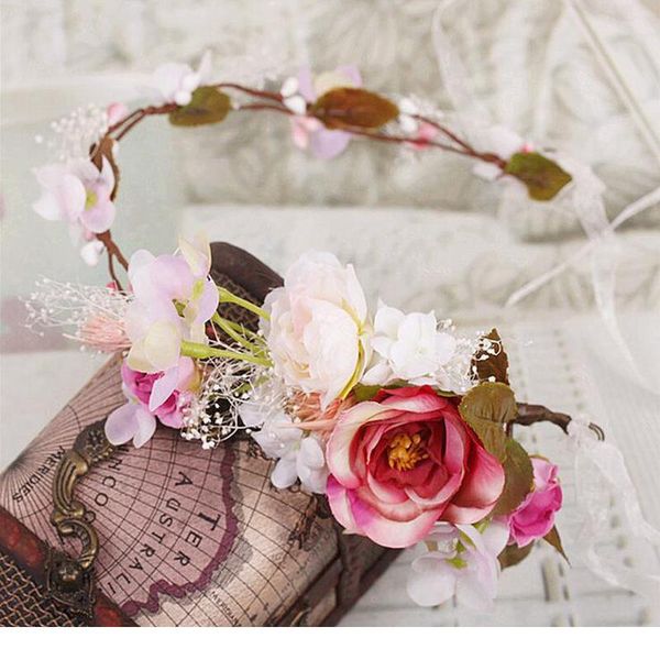 

rose flower crown wedding flower wreath bridal headdress ornament flower hairband bridesmaid hair accessories adjustable qylclw