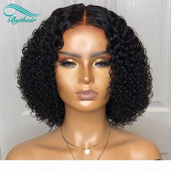 

lace front human hair wigs deep curly pre plucked brazilian virgin hair full lace wigs with thick baby hairs for black women bythair, Black;brown