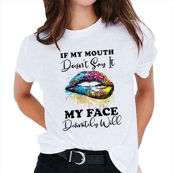 

and women letter lips men t shirts cartoon print fashion funy clothes tees lady for female graphic womens clothing, White;black
