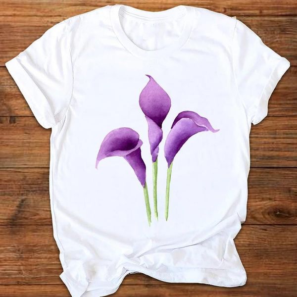 

women graphic floral camisas mujer office elegant ladies printing print clothes lady tees female t shirt womens t-shirt, White
