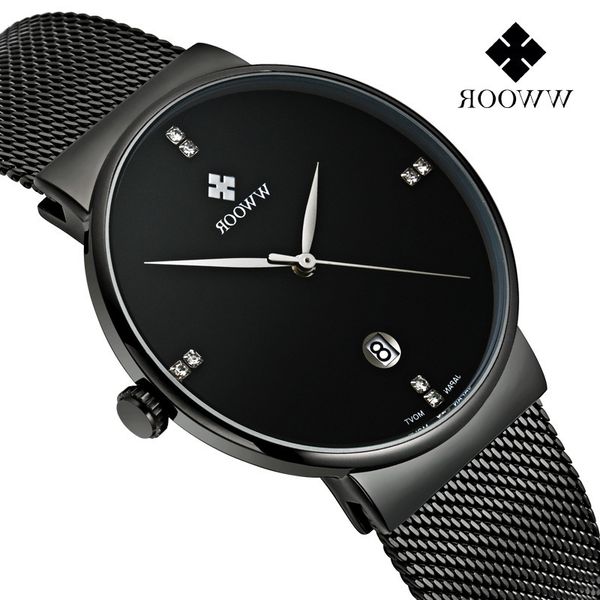 

men's pure steel mesh belt quartz simple waterproof watch, Slivery;brown