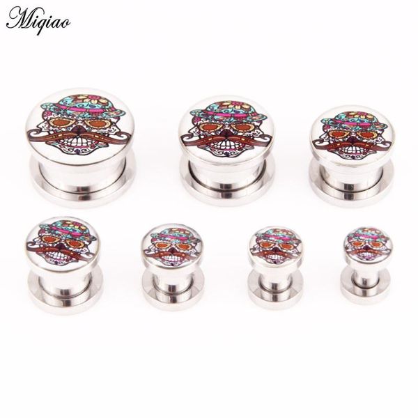 

other miqiao the beard skull oil drop metal ear expansion extension piercing jewelry plug tunnel, Slivery;golden