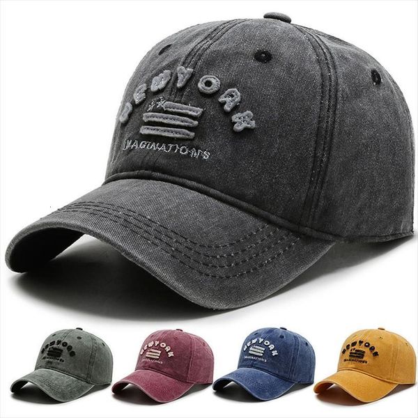 

Cotton Baseball Cap Snapback Hat For Women Men Vintage Dad York Embroidery Letter Outdoor Sports Caps, Blue;gray