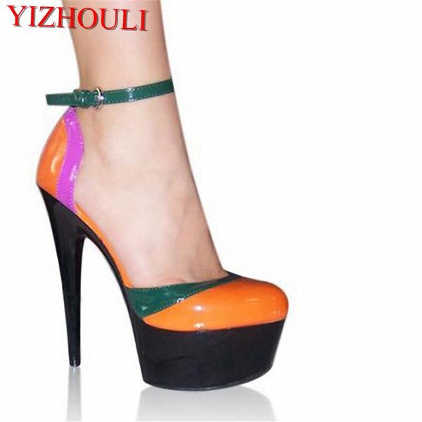 

dress shoes hand made color block 6 inch high heel 15cm lady party heels strappy exotic multi colored clubbing, Black