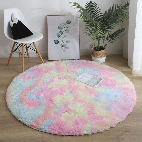 

carpets nordic home carpet modern living room decoration bedroom lounge round bedside table furry mat tie-dye yoga large area floor rug