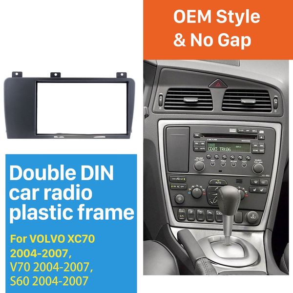 Elegante painel de rádio de carro duplo din para 2004-2007 volvo xc70 v70 s60 guarnição surround cd painel painel quadro de áudio