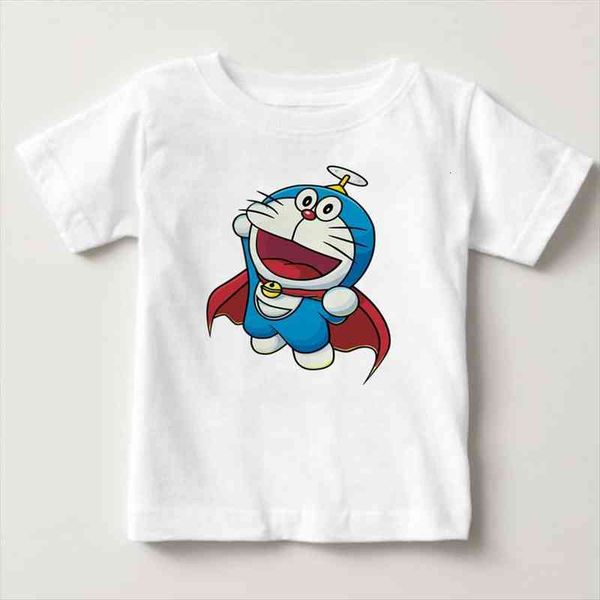 

print doraemon a dream t shirt animated summer girl dress boy short sleeves casual baby child, Blue