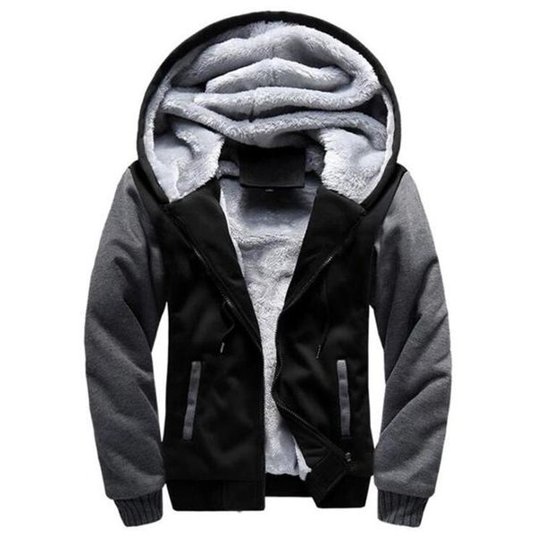

men's hoodies & sweatshirts fashion hip hop winter keep warm mans men sportswear outwear casual hoody male thick coat solid color hoodi, Black