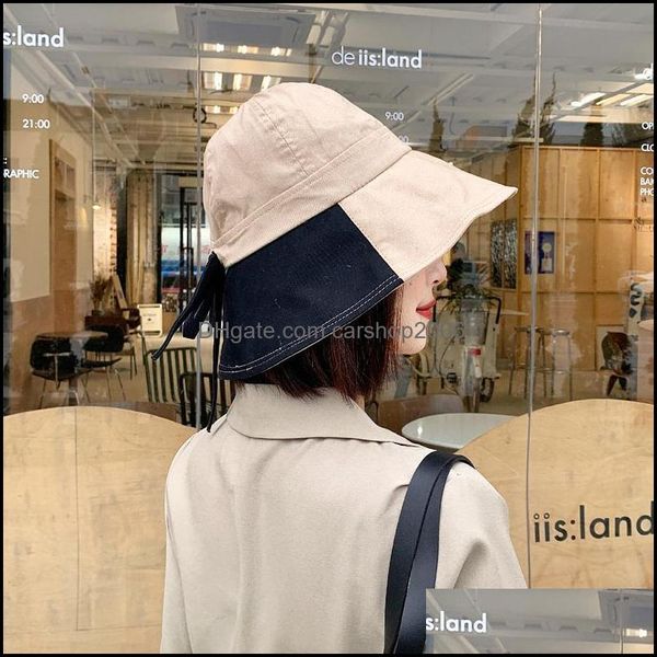 

caps hats, scarves & gloves fashion aessorieswomen hat panama bucket lady hepburn style cotton campaniform bow female colors block summe, Blue;gray