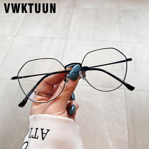 

fashion sunglasses frames vwktuun eye glasses for men women myopia anti blue ray vintage irregular light blocking, Black