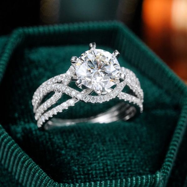 

wedding rings exquisite crystal cubic zirconia ring luxury female engagement jewelry for women bridal bands anniversary gift, Slivery;golden