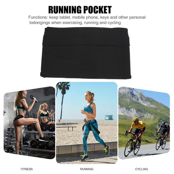 

outdoor bags two sizes high-capacity waist bag black running elastic tablet phone case pocket for sports jogging