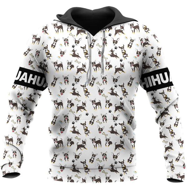 

men's hoodies & sweatshirts love chihuahua 3d all over printing clothing fashion casual sweatshirt for man and women, Black