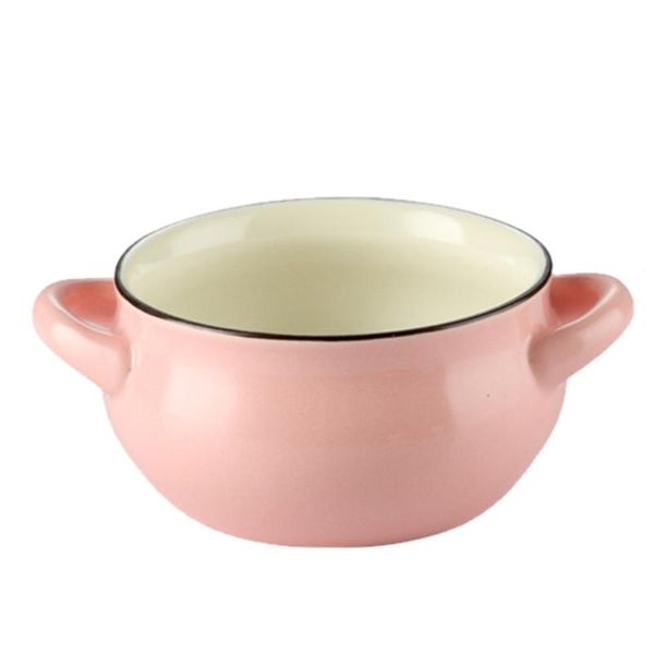 

bowls 1pc double handle ceramic soup bowl restaurant rice dessert pudding