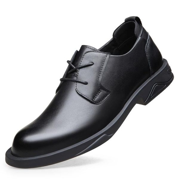 

2021 men's quality genuine leather shoes new soft business casual size 38-44 black man dress genuine leather shoes