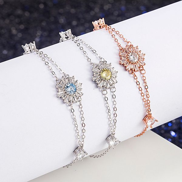 

pure silver daisy bracelet for women 92s5, Golden;silver