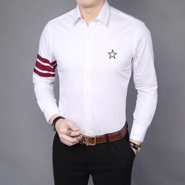 

2021 new marca 100% de manga longa puro algodo vestido social camisa masculina camisas casuais 5p3h, White;black