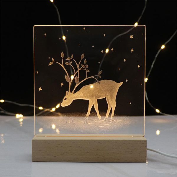 

decorative objects & figurines elk star 3d night light led solid wood base usb plug in bedroom bedside gift lamp tableornaments can be c