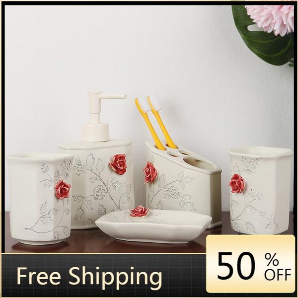 

bath accessory set cute electric toothbrush holder soap organizer storage bathroom flower sets dispenser salle de bains decoration