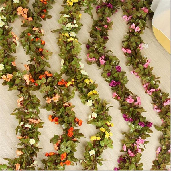 

decorative flowers & wreaths 220cm silk rose vine artificial string flower fake plants leaves rattan for wall decoration garland home weddin