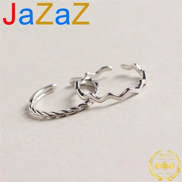 

cluster rings a00076 jazaz genuine 100% 925 sterling silver simple minimalist wavy twist for women girls party office career accessory, Golden;silver