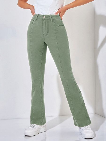 

petite high waist bootcut jeans 10kj#, Blue