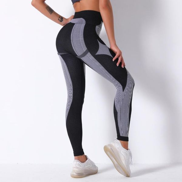 

women's leggings breathable high waist knitting seamless legging moisture wicking, Black