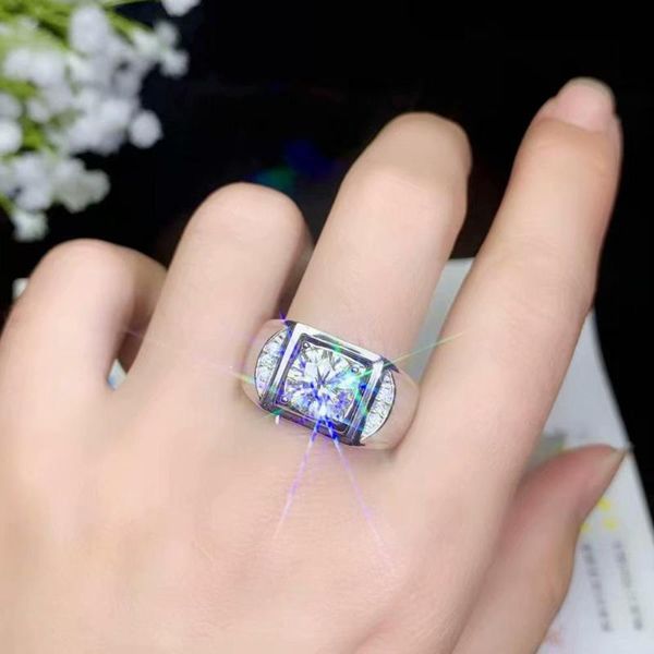 

cluster rings muscular power ring crackling moissanite gem for men jewelry gift size 8 mm*8 mm shiny better than diamond natural, Golden;silver