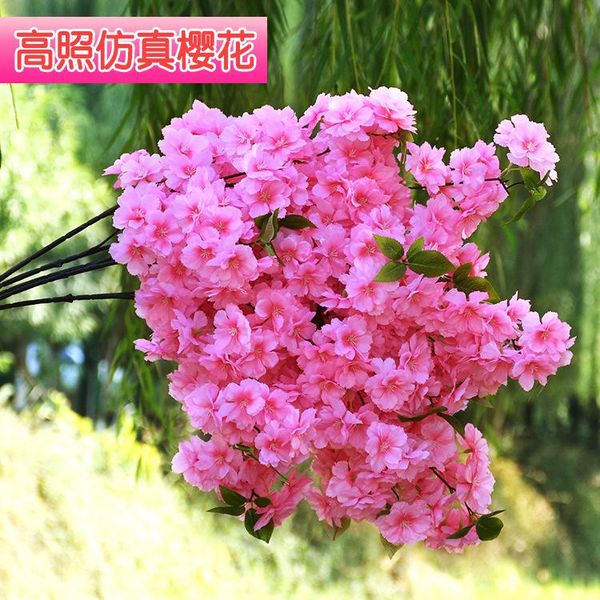 

imitation flowers artificial cheery branch 4 pitchfork 3-branched encryption peach blossom cherry blossom branch wedding decorat