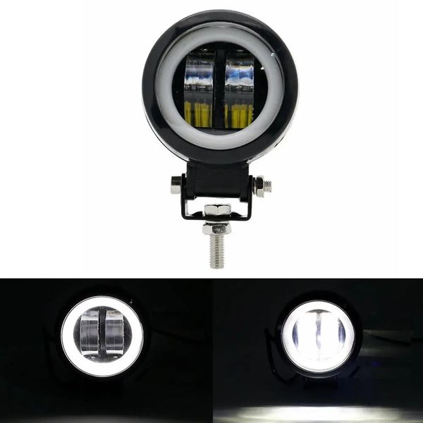 

3inch 12/24v 6500k 20w round led work light with white angel eyes lights spot fog light for car boat motorcycle