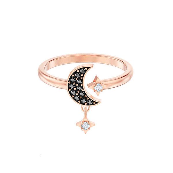 

rings shi jia 1:1 star moon opening ring female swarovski element crystal, Silver