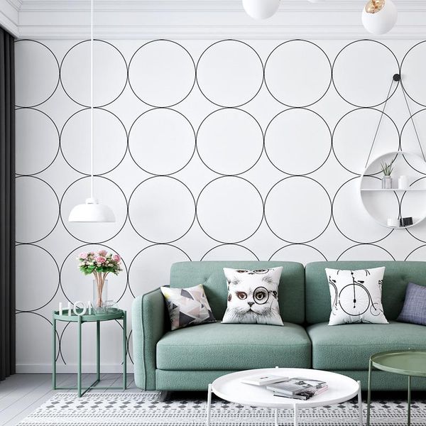 

wallpapers nordic style wallpaper art geometry circular grid ins women's harajuku japanese b & room background